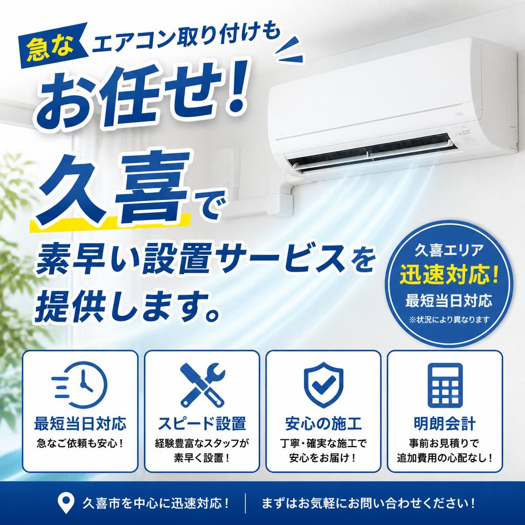 急なエアコン取り付けもお任せ！久喜で素早い設置サービスを提供します。