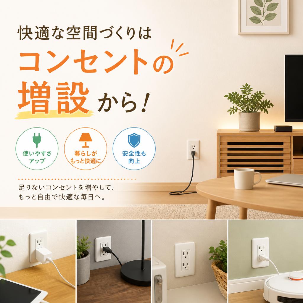 快適な空間づくりはコンセントの増設から！