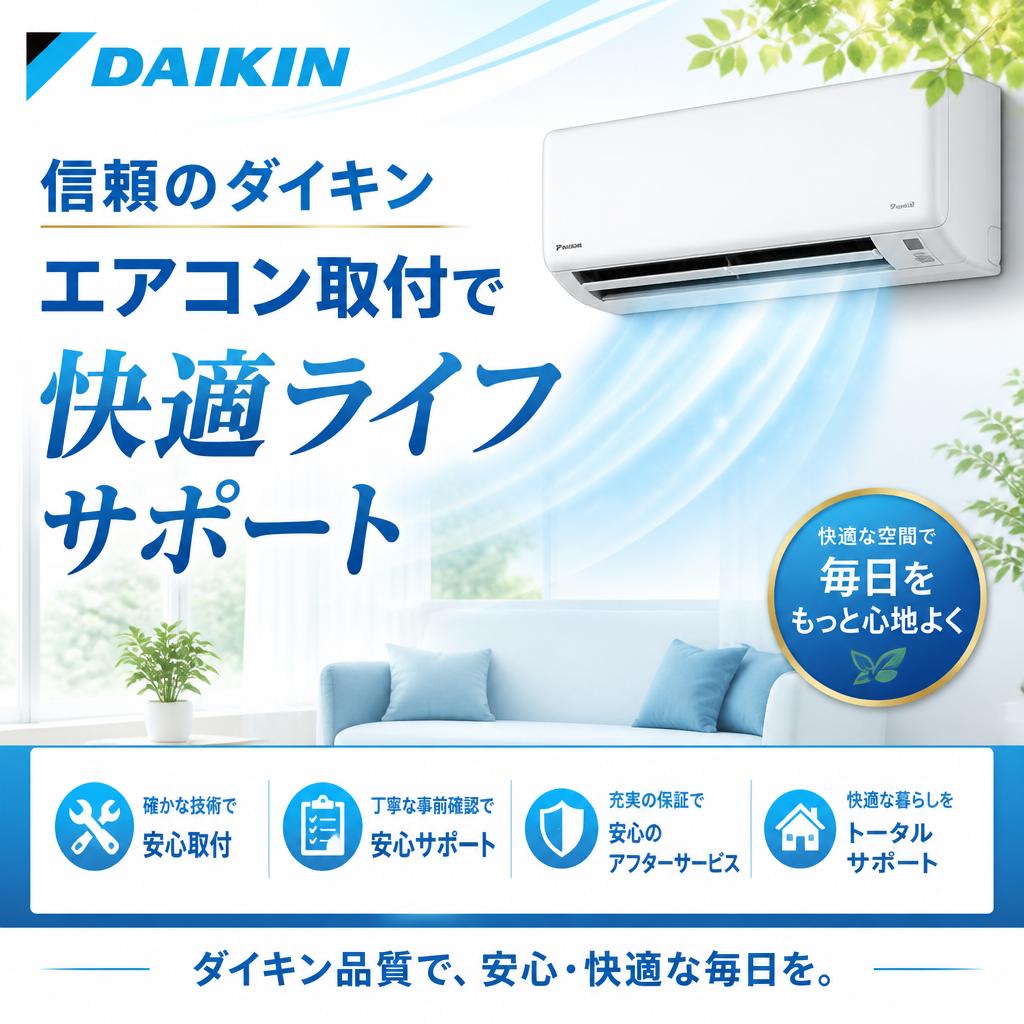 信頼のダイキン、エアコン取付で快適ライフサポート
