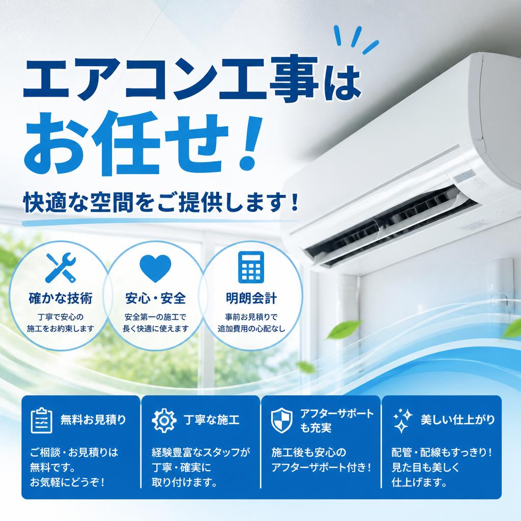 エアコン工事はお任せ！快適な空間をご提供します！
