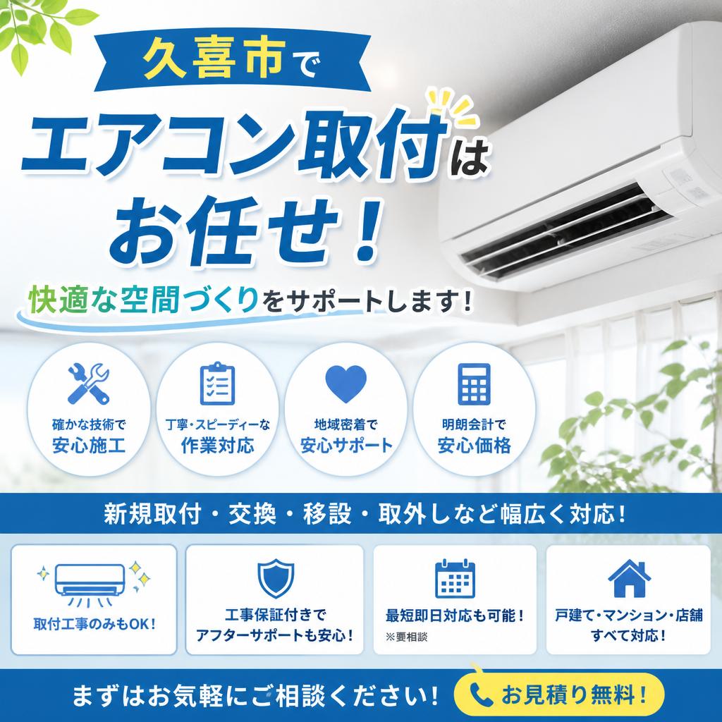 久喜市でエアコン取付はお任せ！快適な空間づくりをサポートします！
