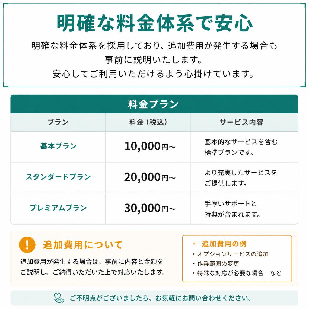 初めての方も安心の料金体系