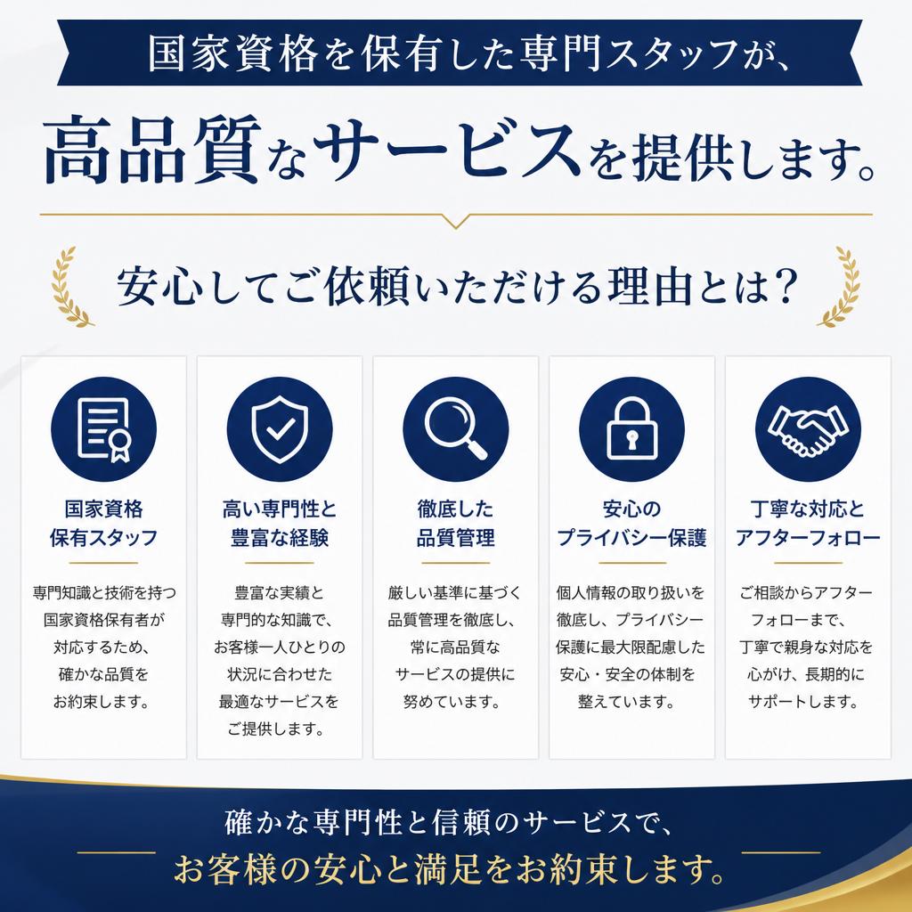 4. 認定資格を持つスタッフによる安心の対応